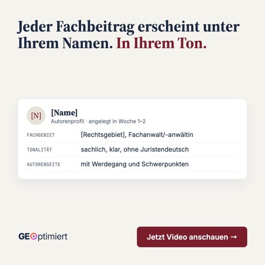 GEOptimiert-Anzeige für Kanzleien: Jeder Fachbeitrag erscheint unter Ihrem Namen